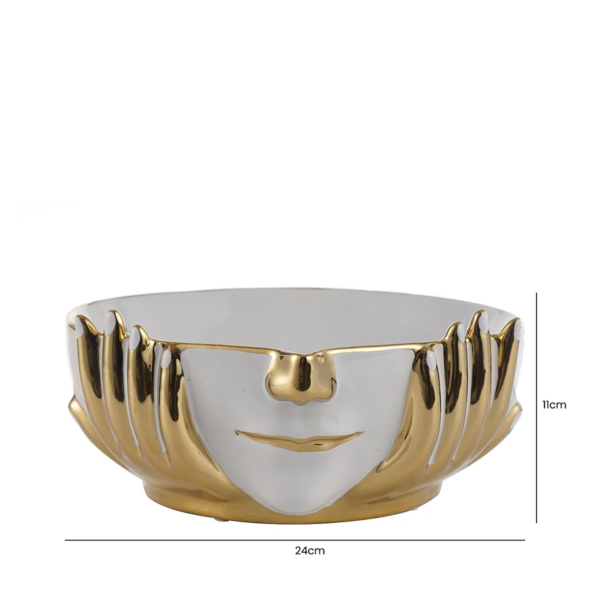 White and Gold Ceramic Face Dish