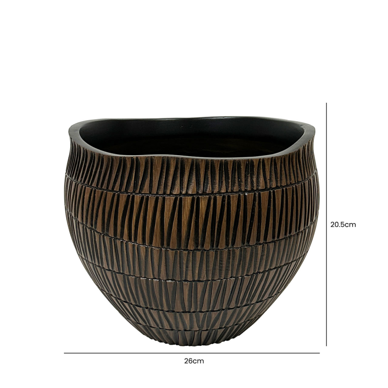 20.5cm Black and Brown Polyresin Dish