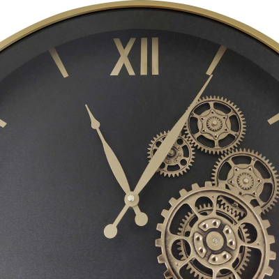 50cm Black and Gold Gears Wall Clock