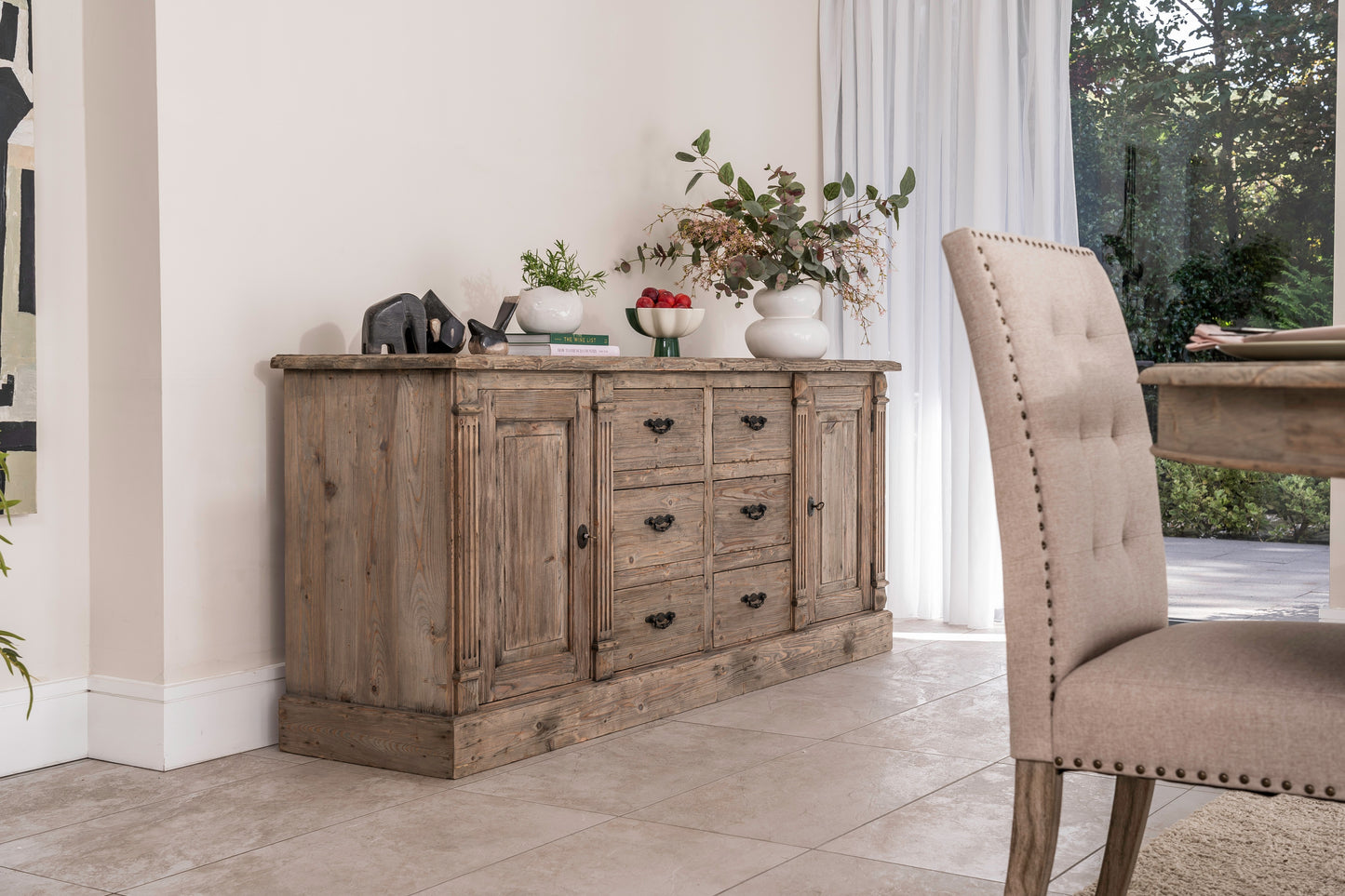 Hand Carved Wooden Sideboard