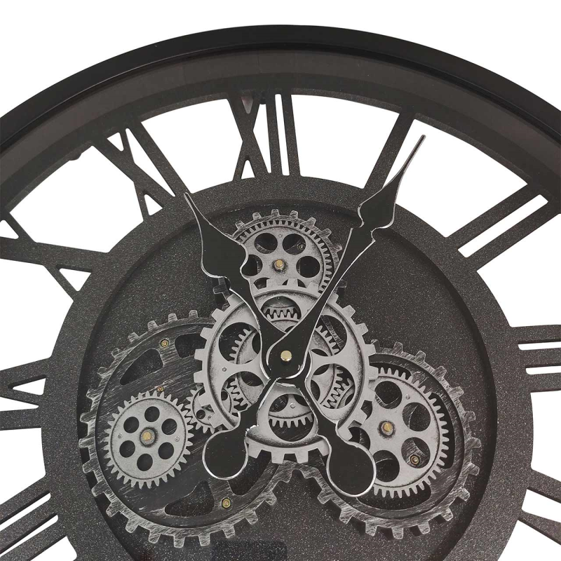 58cm Black and Silver Gears Wall Clock