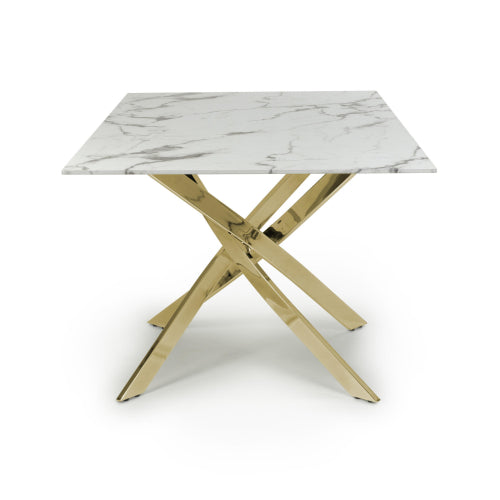 Astoria Ceramic White & Gold Fixed Top Dining Table