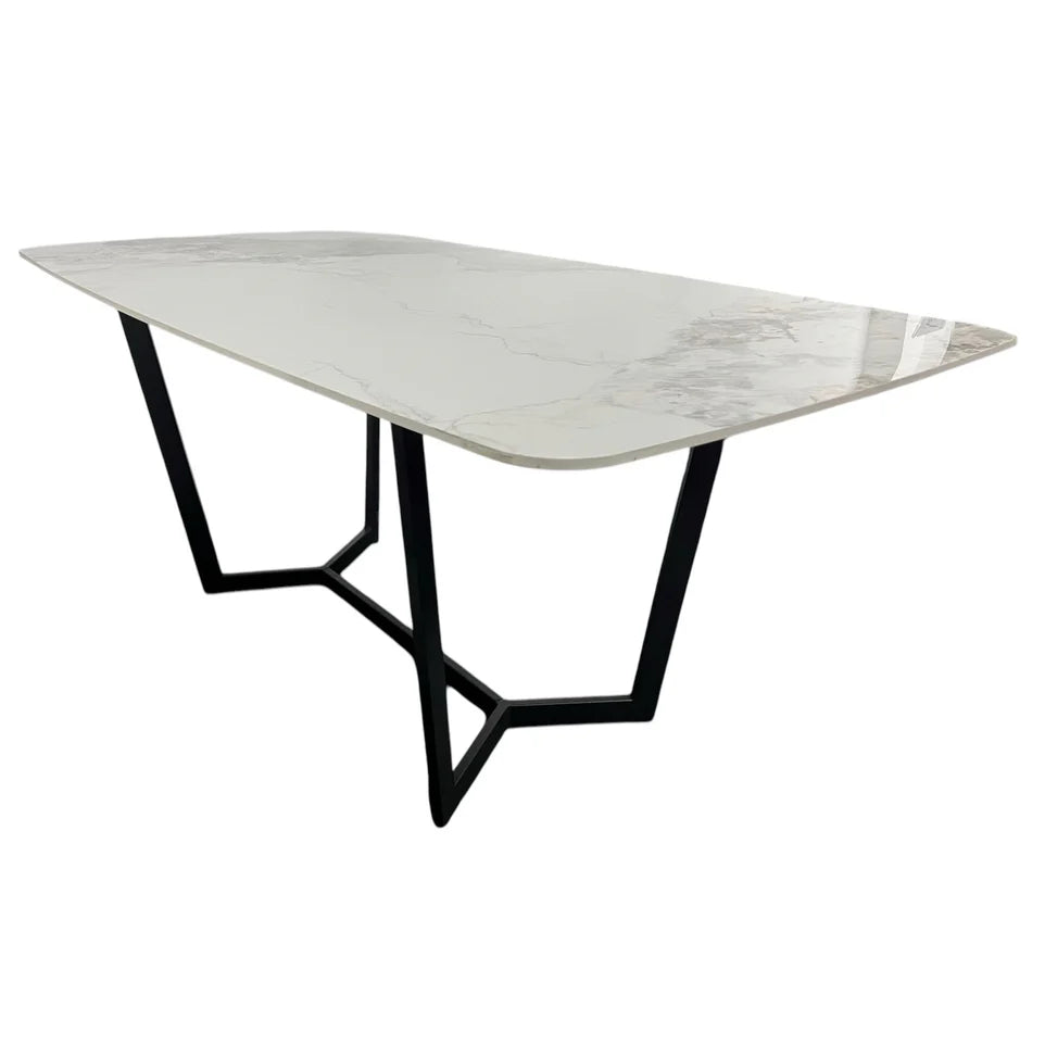 Jessica Ceramic White & Black Fixed Top Dining Table