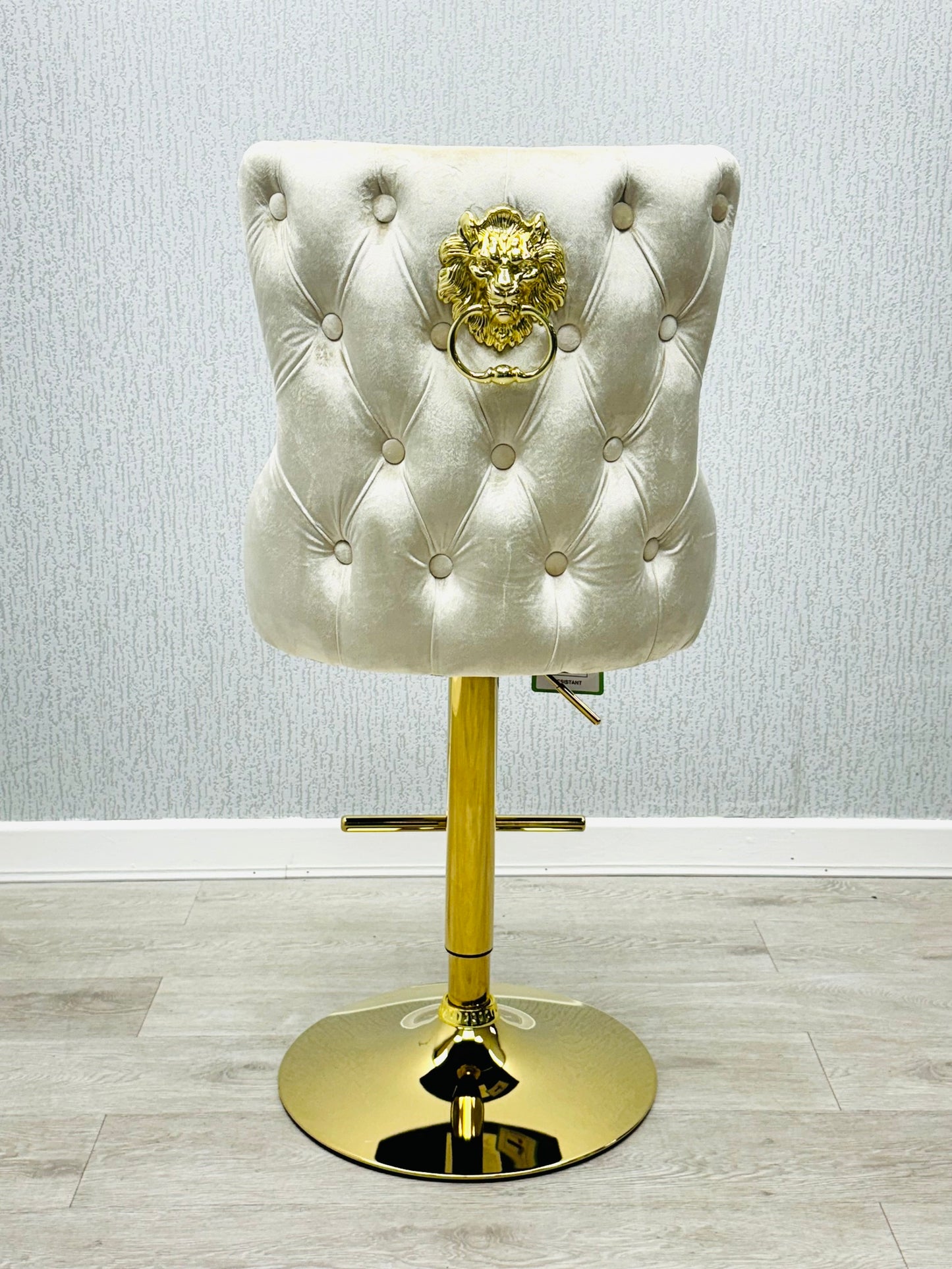 Valentino Cream & Gold Velvet Bar Stool
