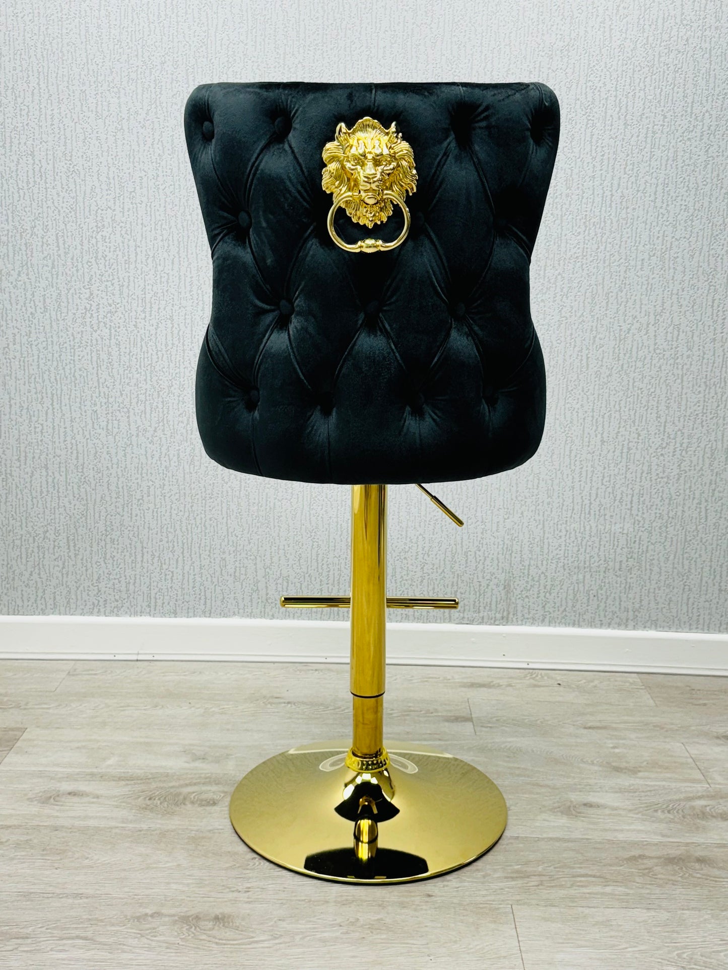 Valentino Black & Gold Velvet Bar Stool