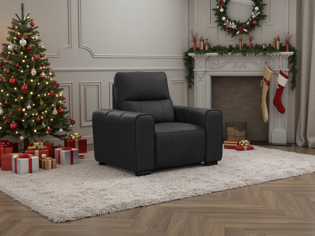 Bellagio Black Genuine Leather Electric Recliner Sofa Range