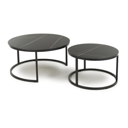 Round Black Twin Nest of Tables
