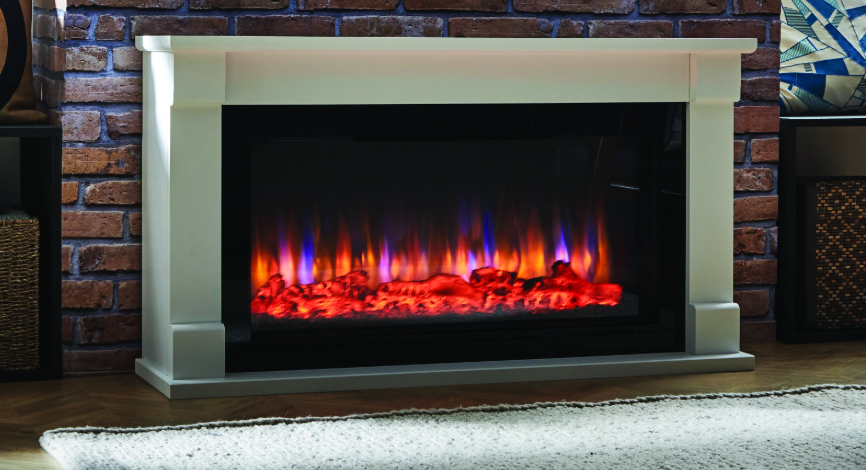 Bradford White and Gloss Black Electric Fireplace