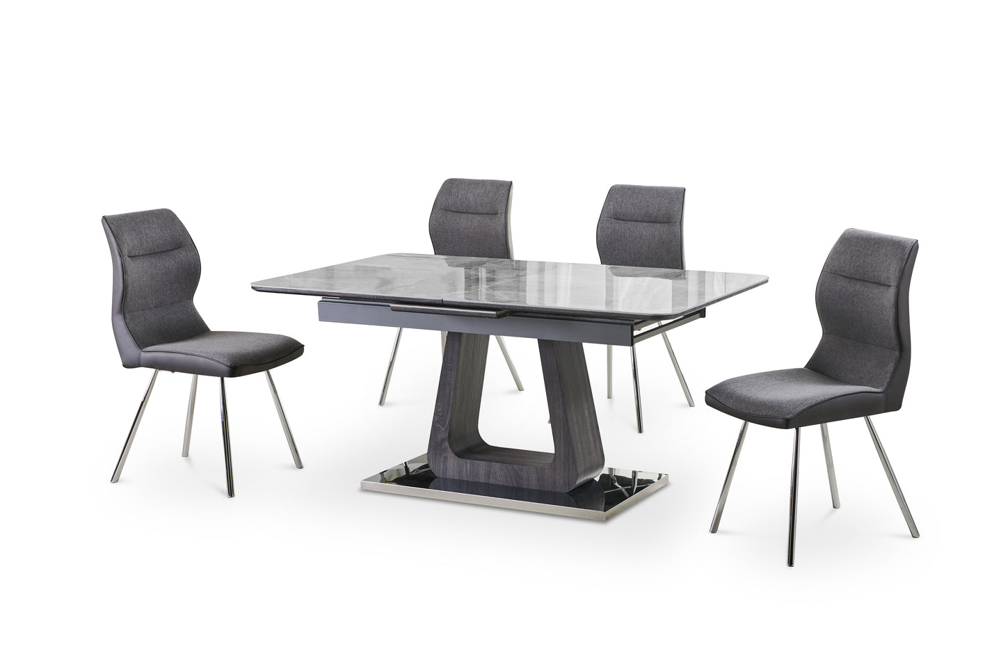 Zermatt 120cm Fixed Top Grey Ceramic Dining Table & 4 Chairs