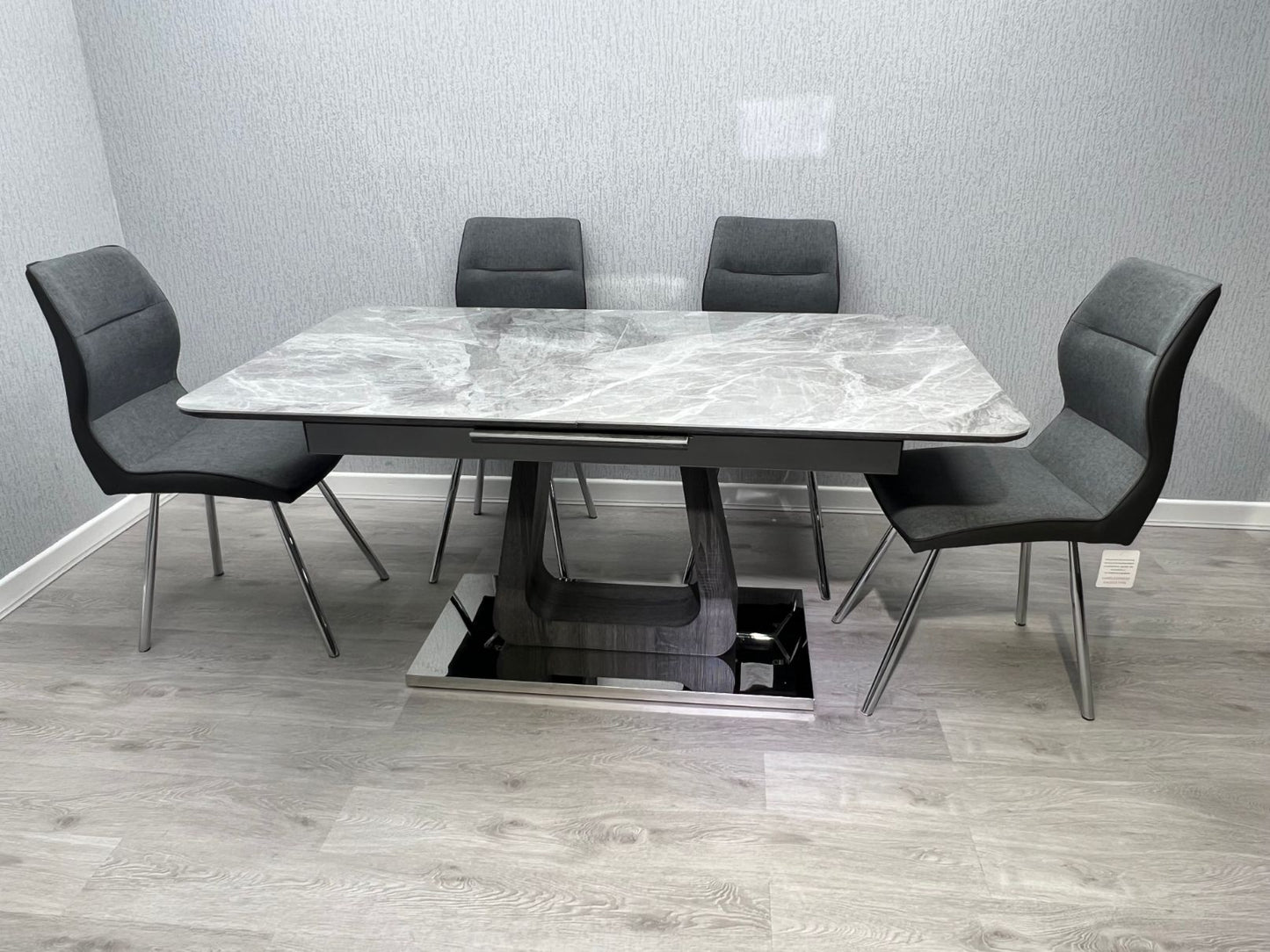 Zermatt Extendable Grey Ceramic Dining Table & 6 Chairs