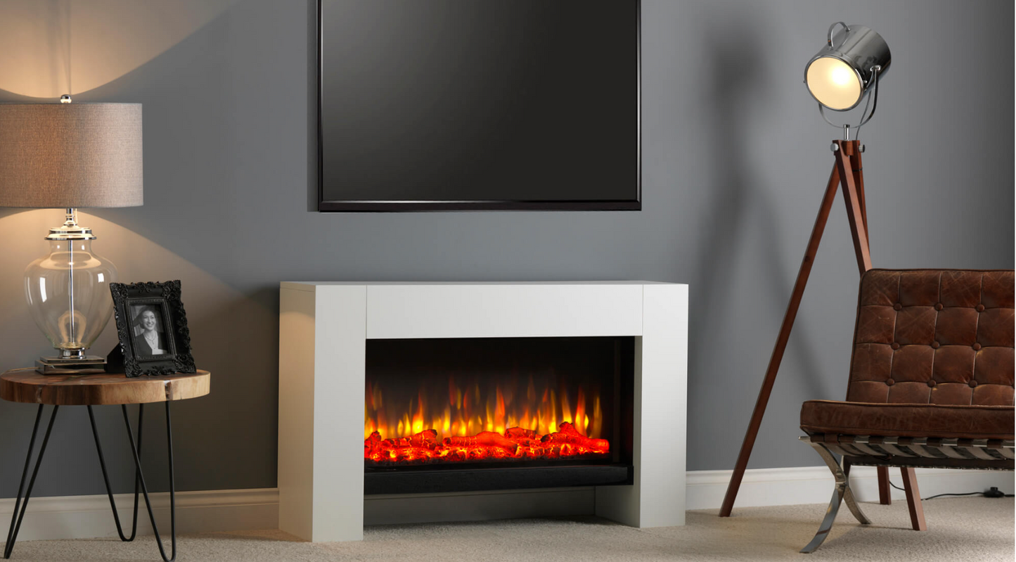 Montana White Electric Fireplace