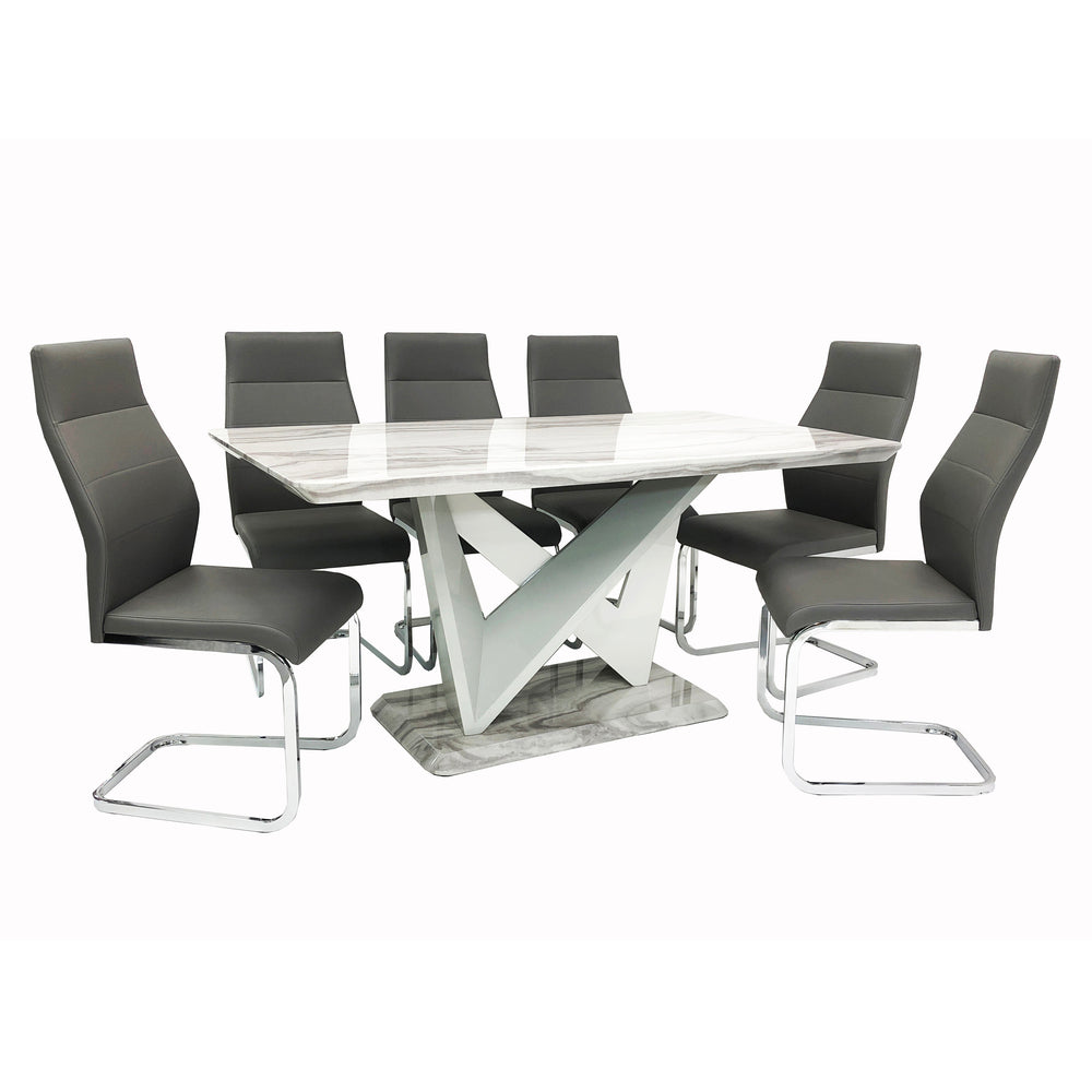 Georgia Marble Effect Dining Table & 6 Chairs