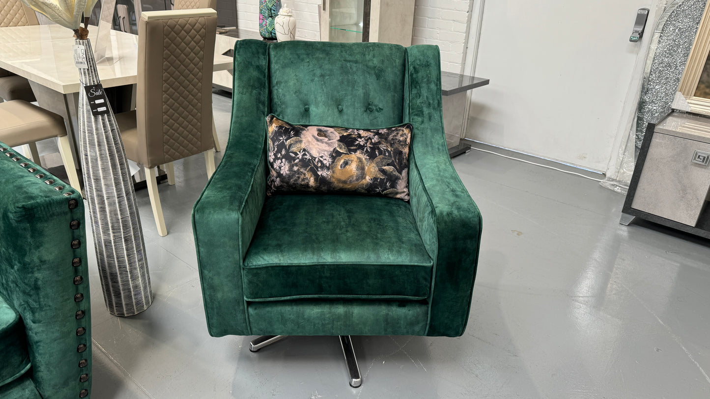 Nevada Plush Emerald 3+1+Luxe Swivel Chair Sofa Set
