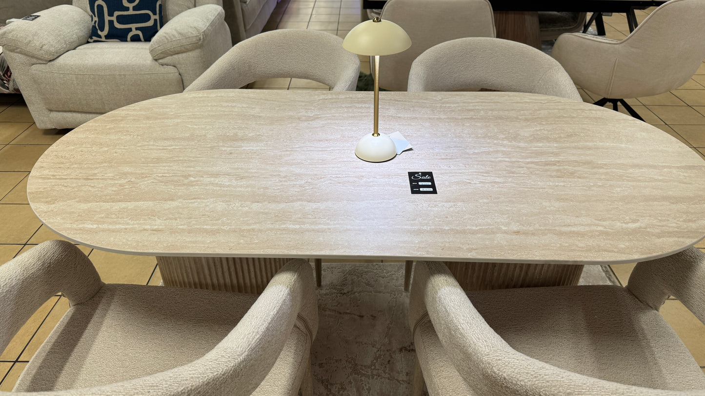 Oslo Beige Sintered Stone Dining Table 2.0 Plus Six Chairs