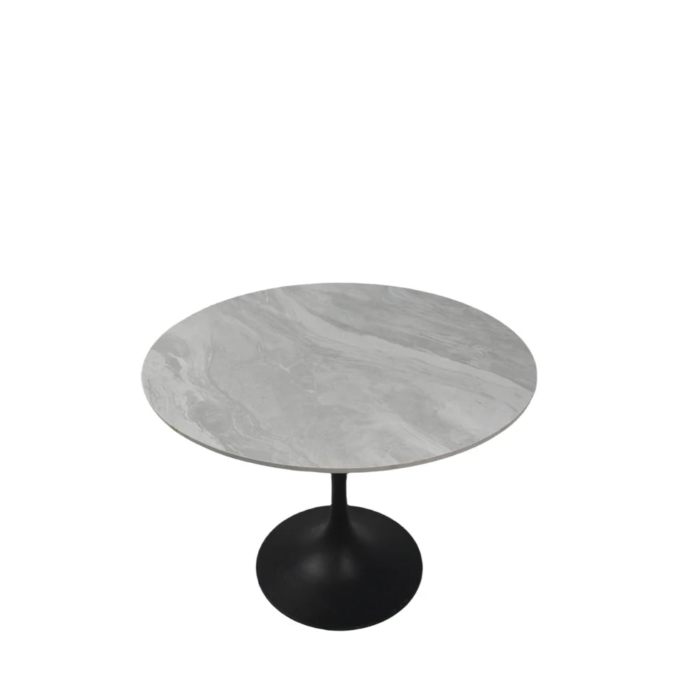 Bentley Ceramic White & Black Round Dining Table