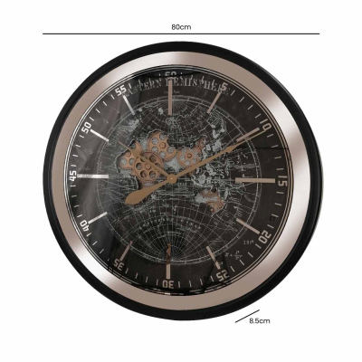 80cm Black and Gold Gears Wall Clock