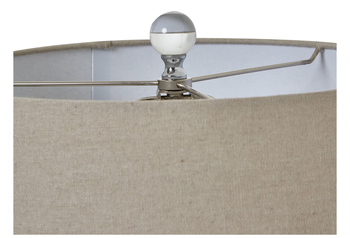 Grey Glass Table Lamp With Linen Shade