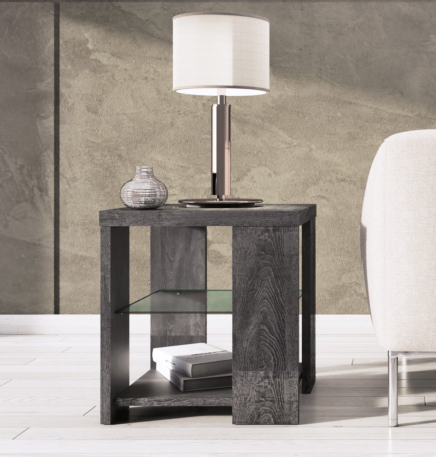 Armony Italian Grey Gloss Lamp Table