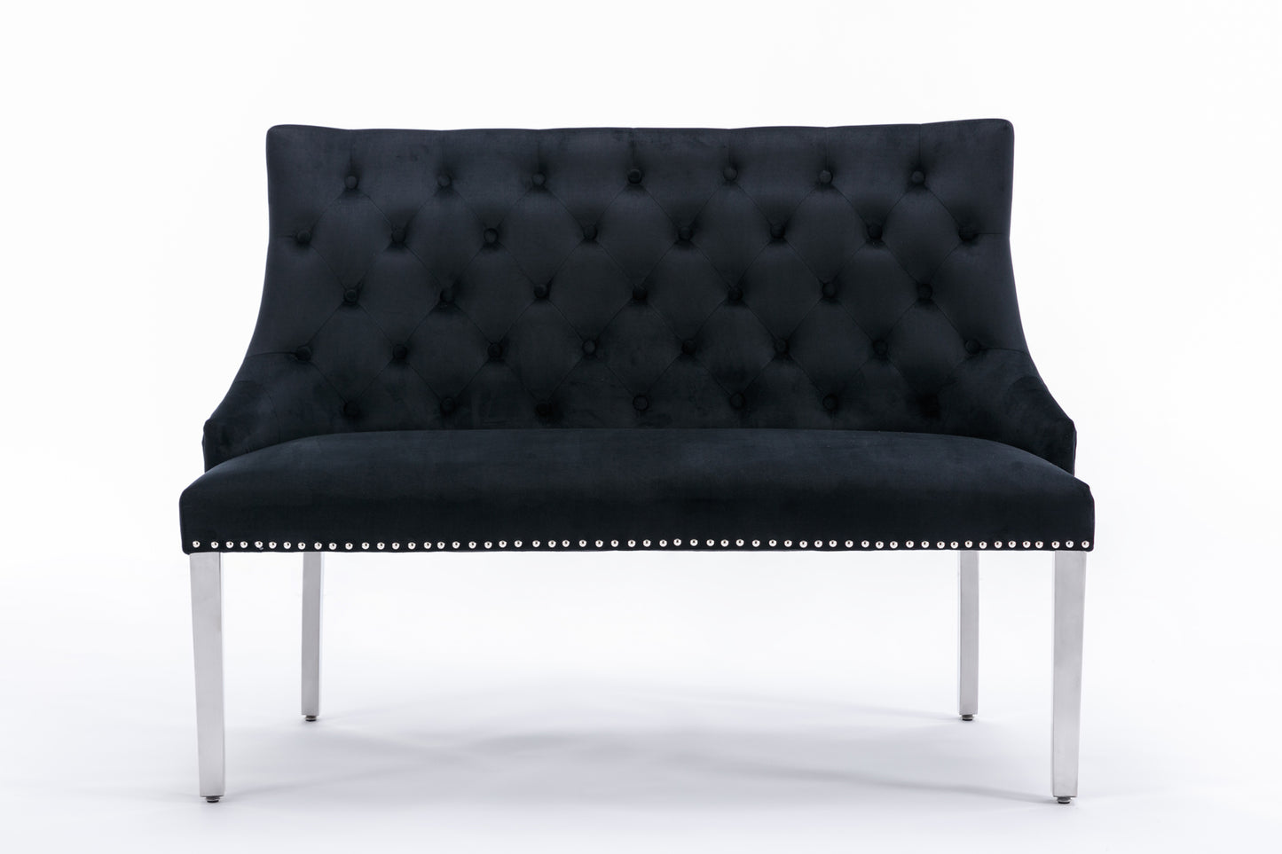 Majestic Black Velvet High Back Kitchen Bench