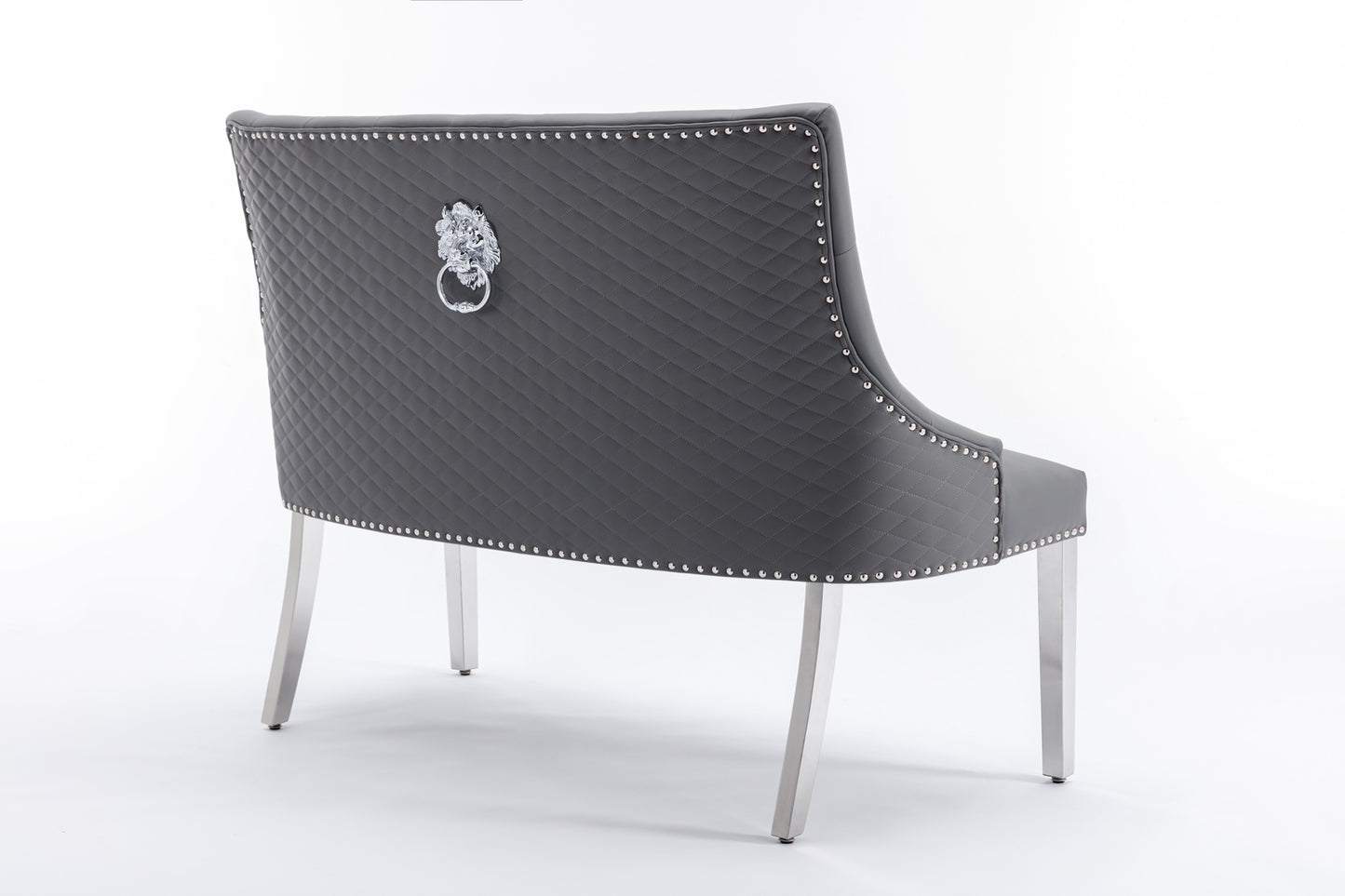 Majestic Grey Velvet High Back Kitchen Bench