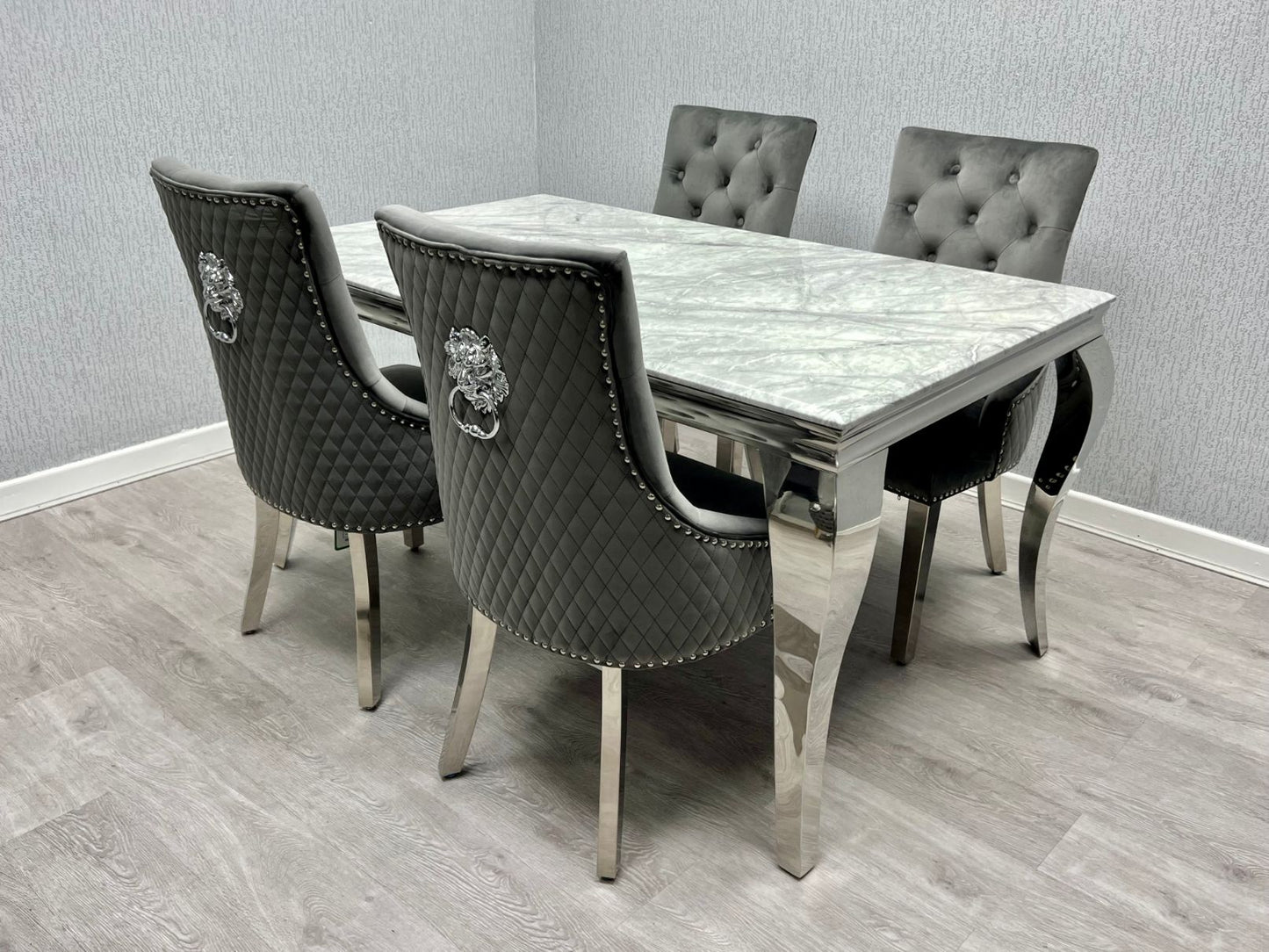 Sofia Grey and Silver Dining Table