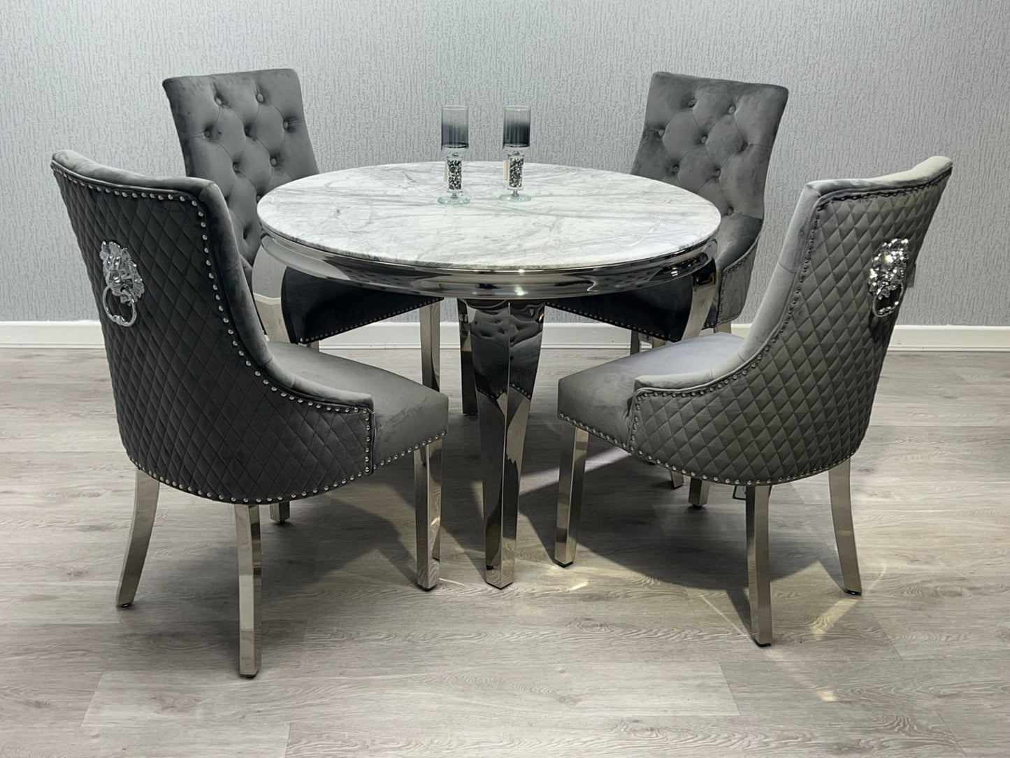 Sofia Grey and Silver Dining Table