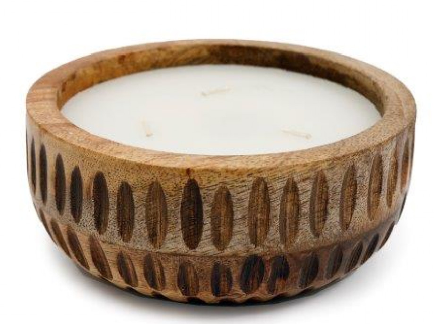 Mushroom Ribbed Edge Wooden Sandalwood & Bergamot Candle