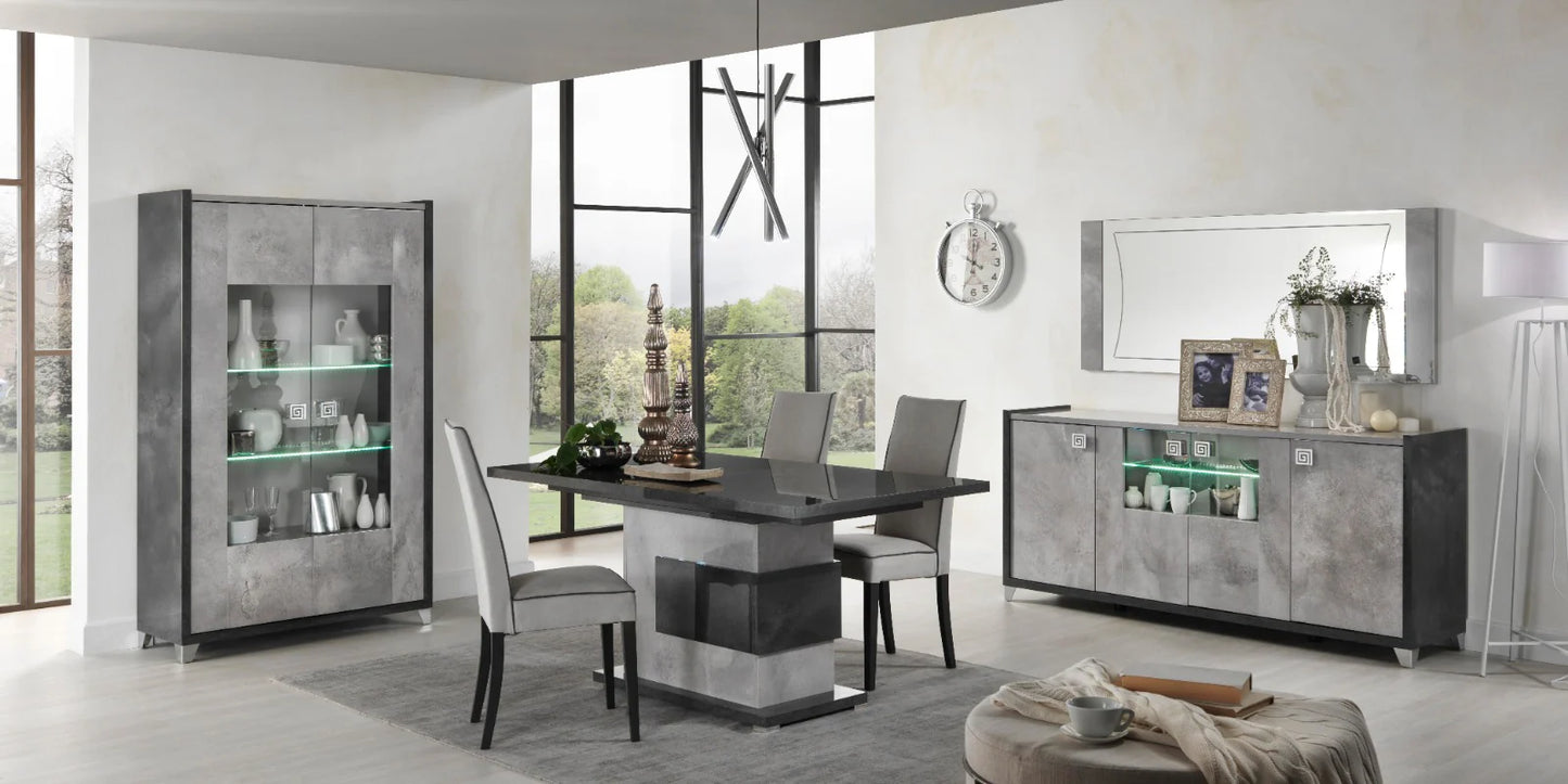 Hilton Italian Grey Gloss 2 Door LED Glass Display Cabinet