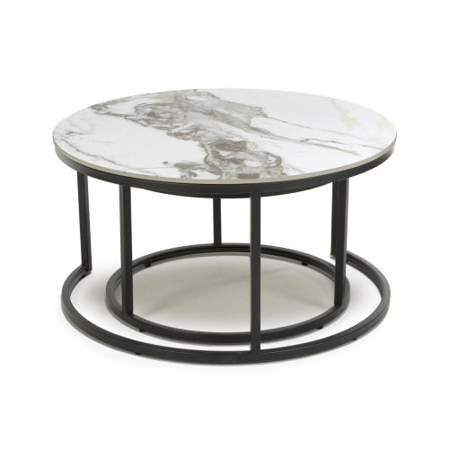 Round White Twin Nest of Tables