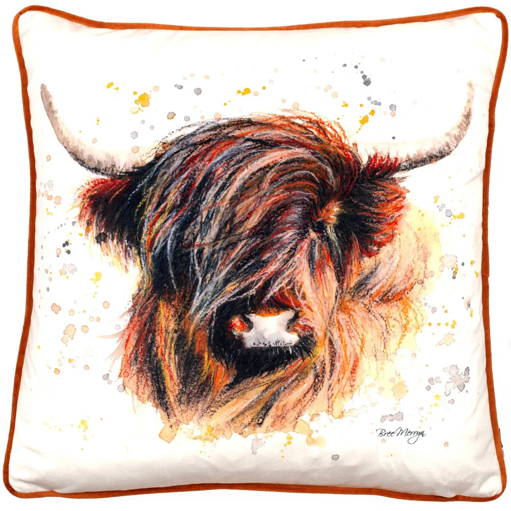 Highland Cow Velvet Cushion