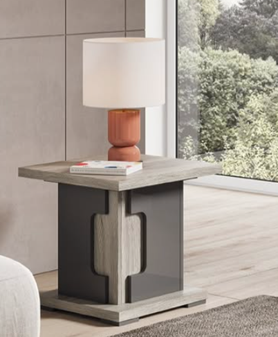 York Italian Grey Gloss Lamp Table