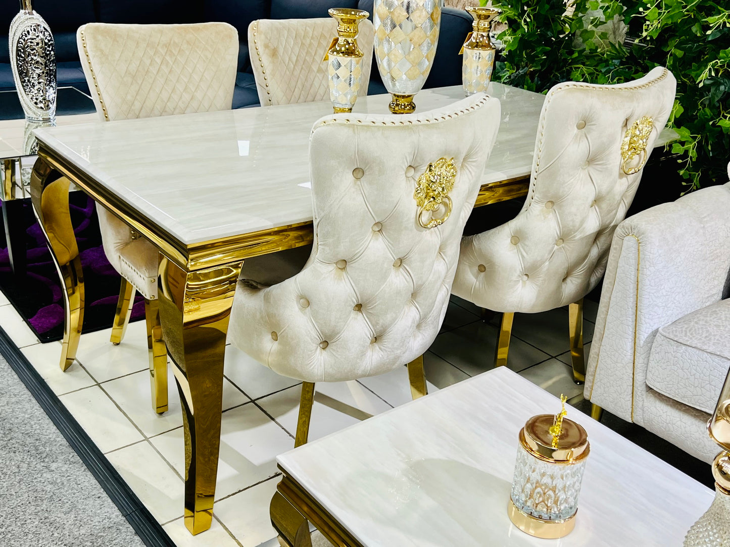 Sofia Cream and Gold Dining Table