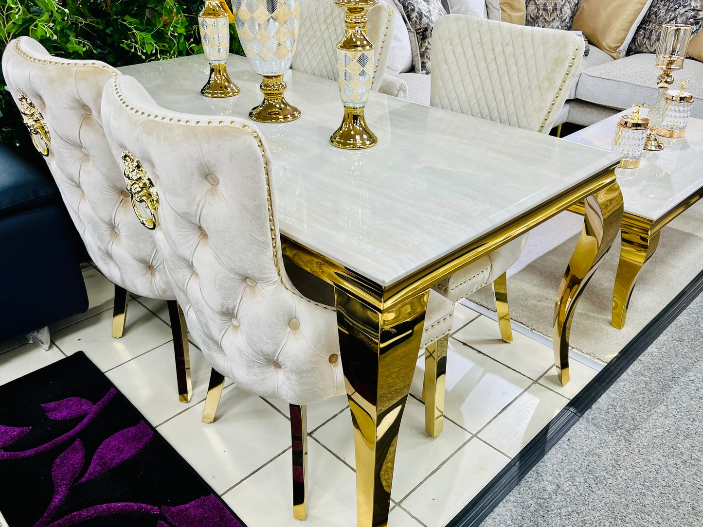 Sofia Cream and Gold Dining Table