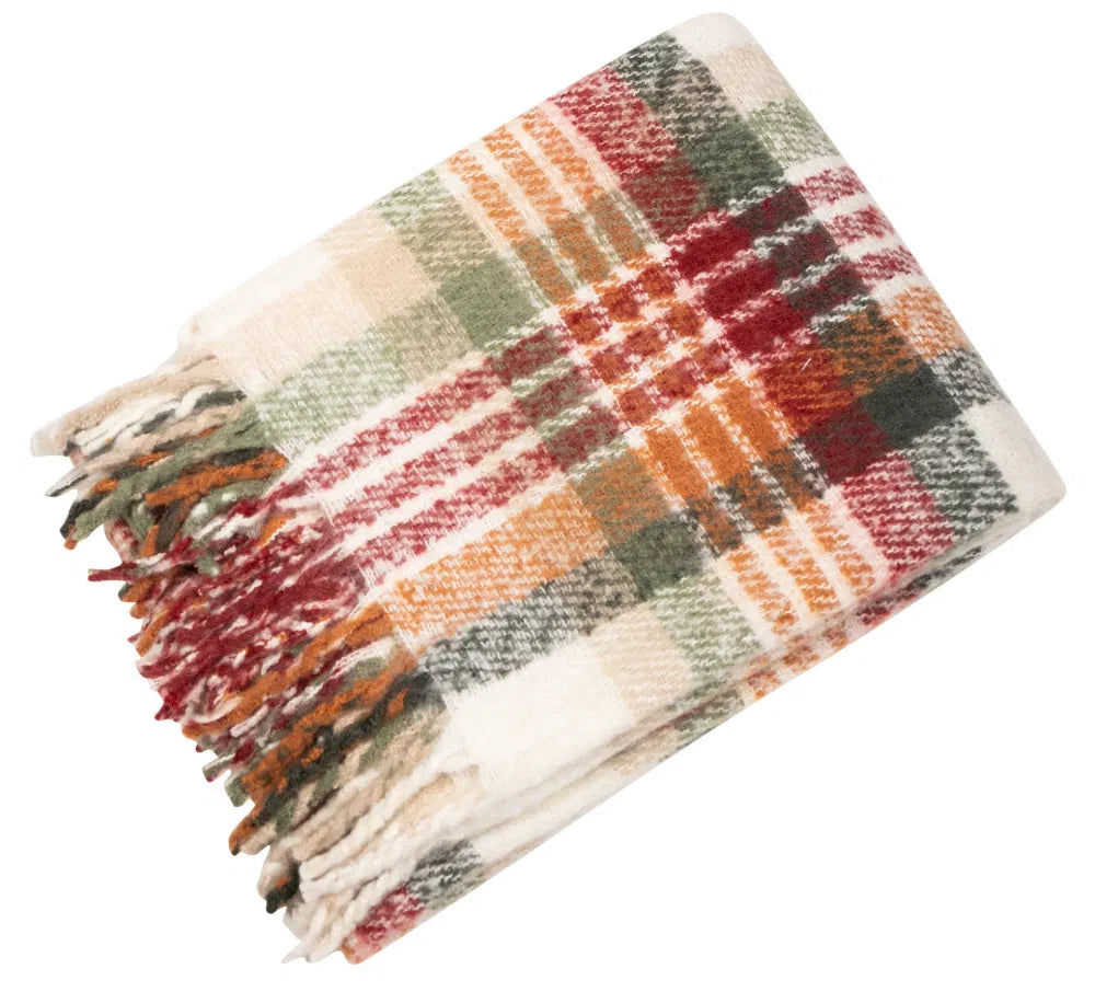Cozy Autumn Plaid Throw Blanket