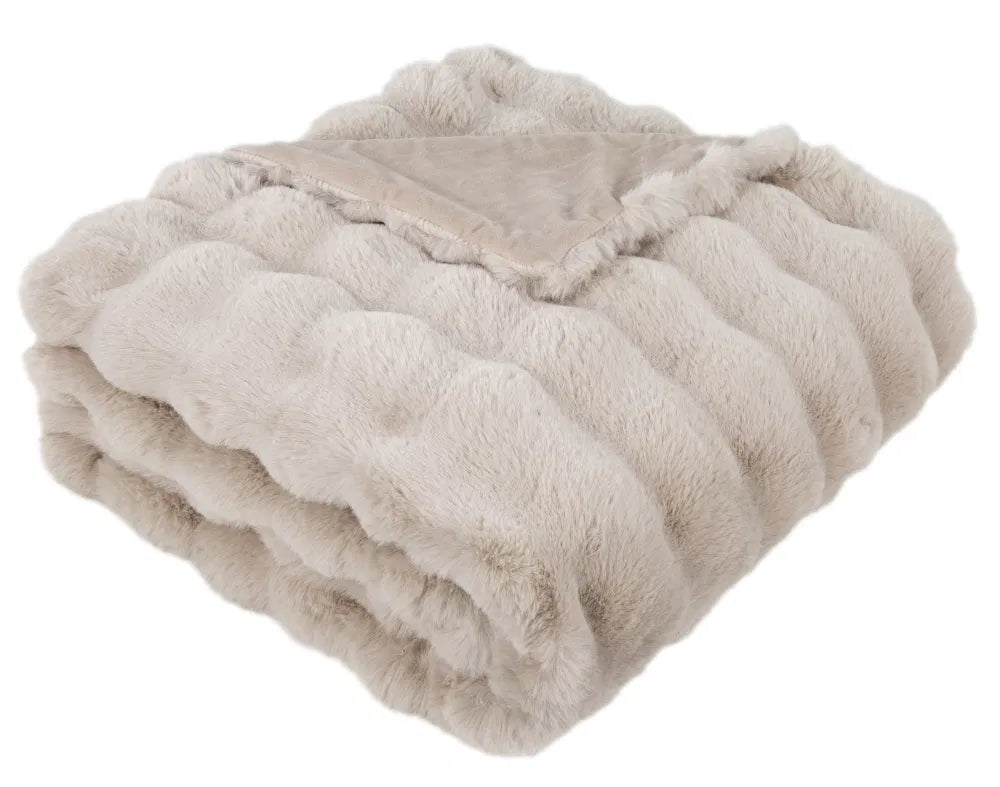 Soft Bubble Throw Blanket Beige