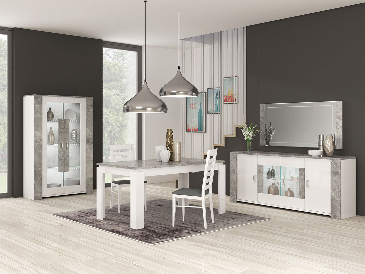 Vivaldi Italian 2 Door White Glass LED Display Cabinet