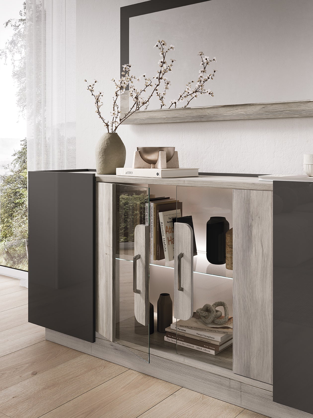 York Italian 4 Door Sideboard with Interior LED Light