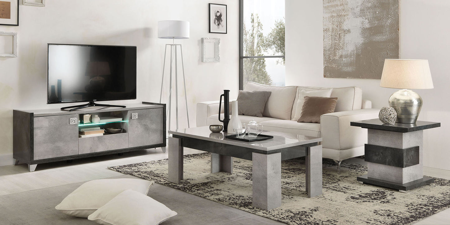 Hilton Italian Grey Gloss Lamp Table with Pedestal Base