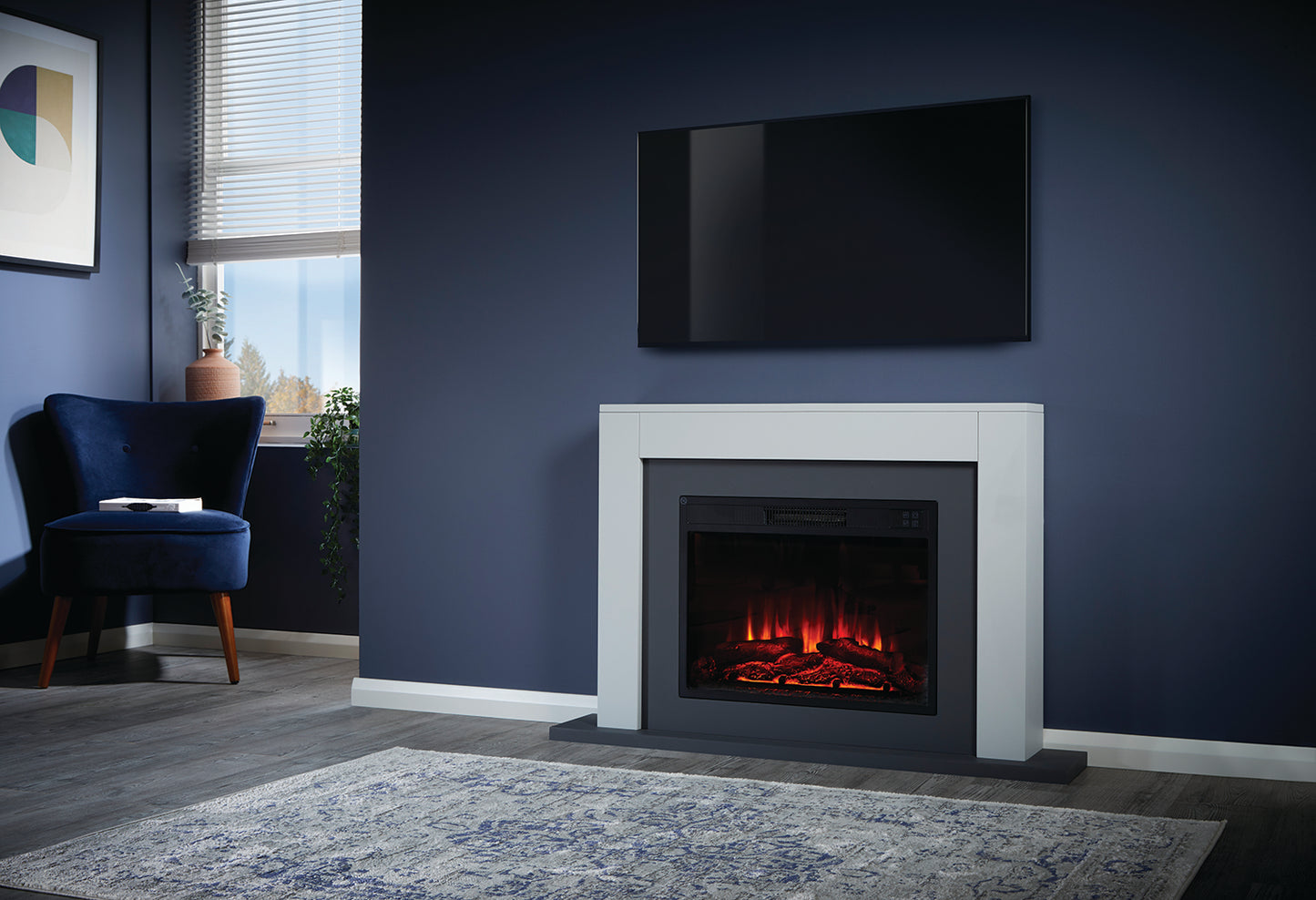 Martha Light Grey Electric Fireplace