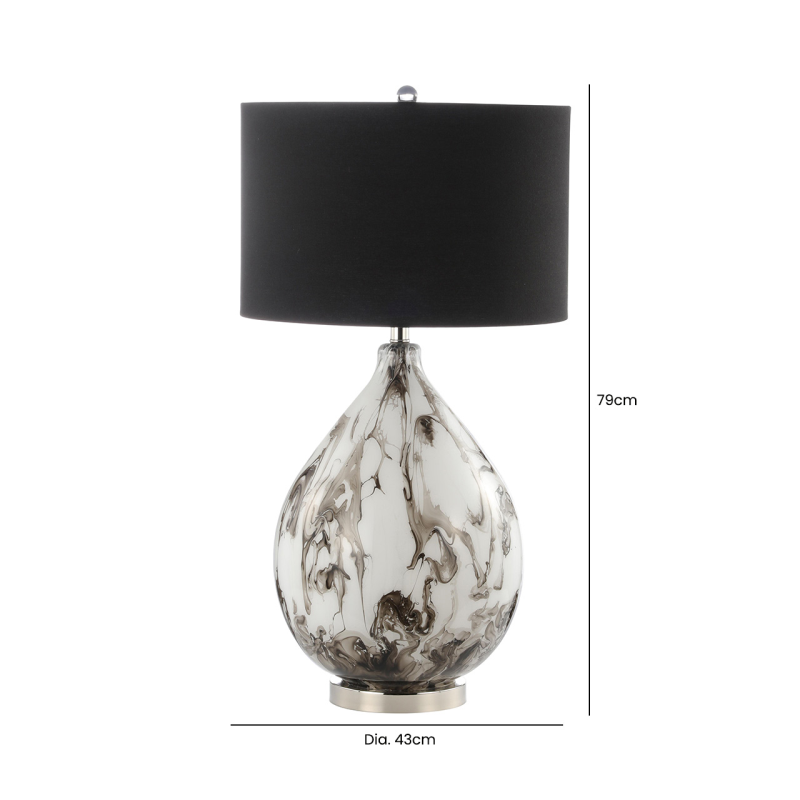 Abstract Glass Table Lamp with Linen Shade