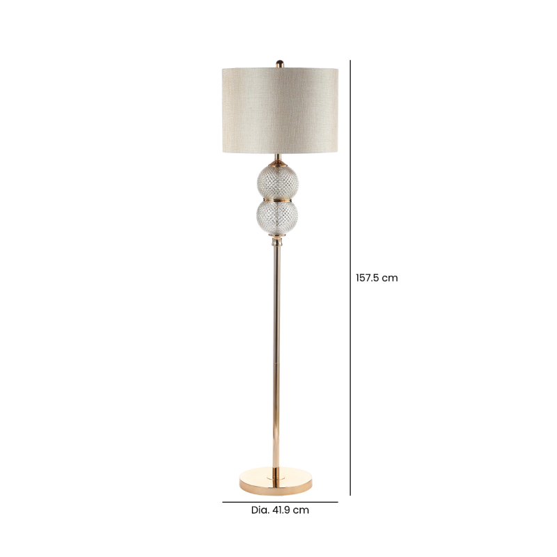 Clear Silver Glass Floor Lamp with Cream Linen Shade