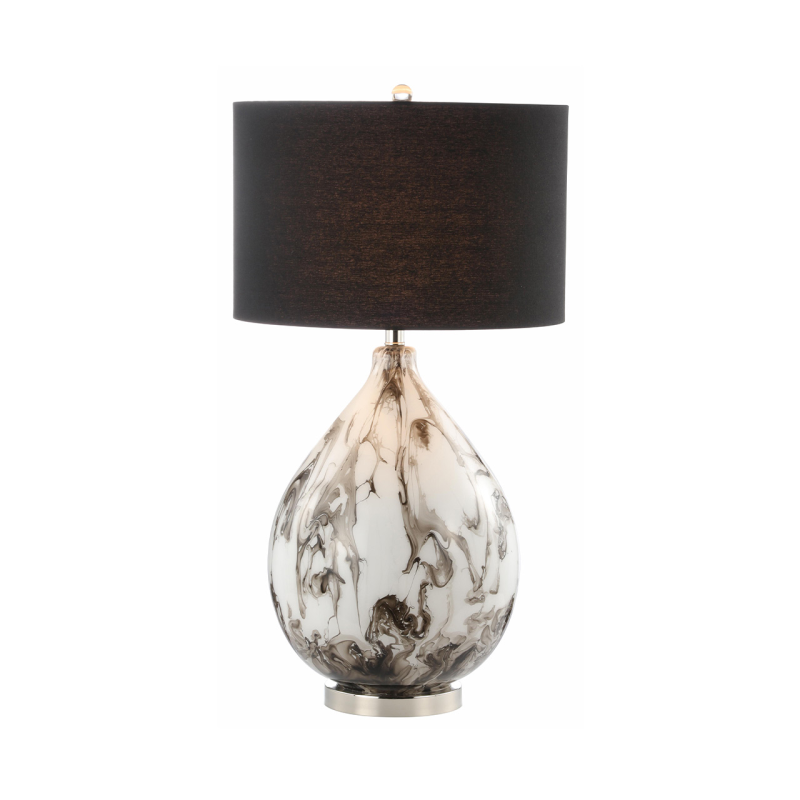 Abstract Glass Table Lamp with Linen Shade