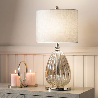 61cm Glass Silver Mercury Table Lamp