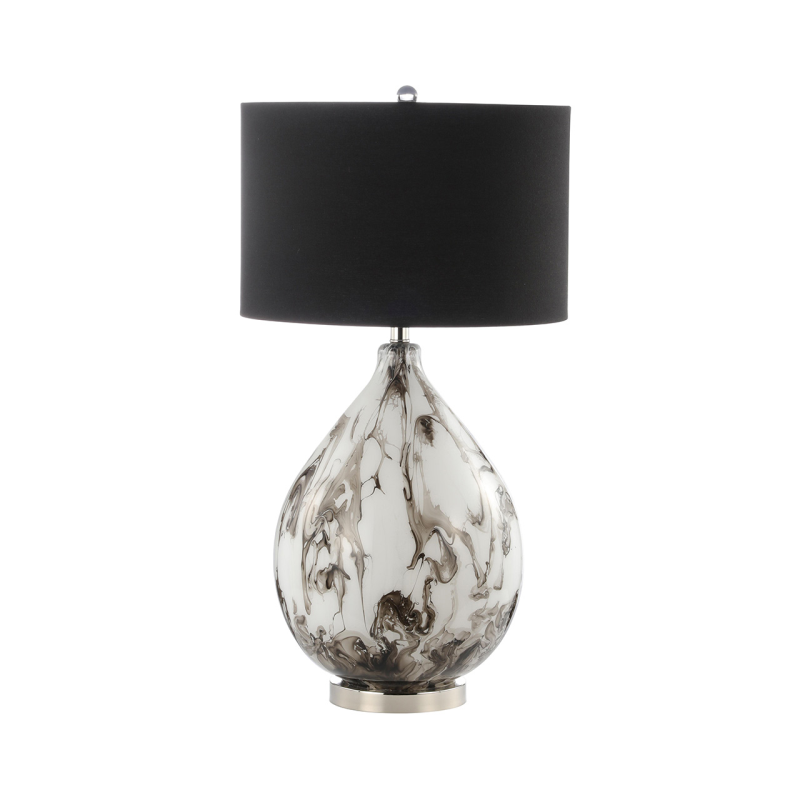 Abstract Glass Table Lamp with Linen Shade