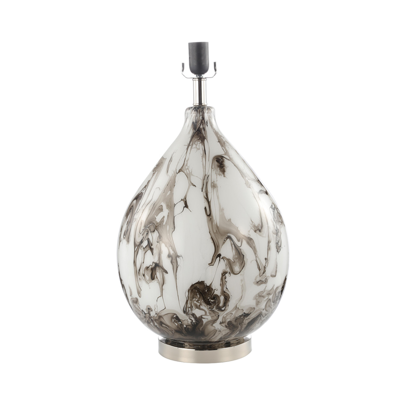 Abstract Glass Table Lamp with Linen Shade