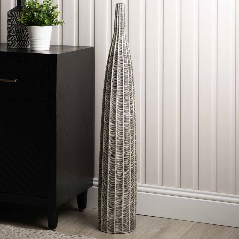 Black and White Lines Polyresin Vase
