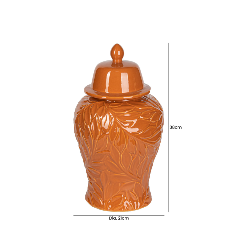 Medium Handmade Carved Ceramic Ginger Jar