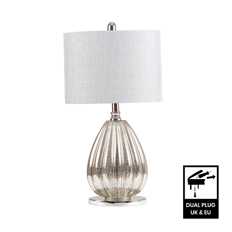 61cm Glass Silver Mercury Table Lamp
