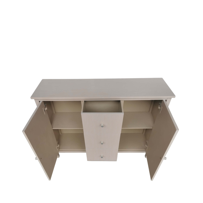 2 Door 3 Drawer Taupe Sideboard with Nickel Handles