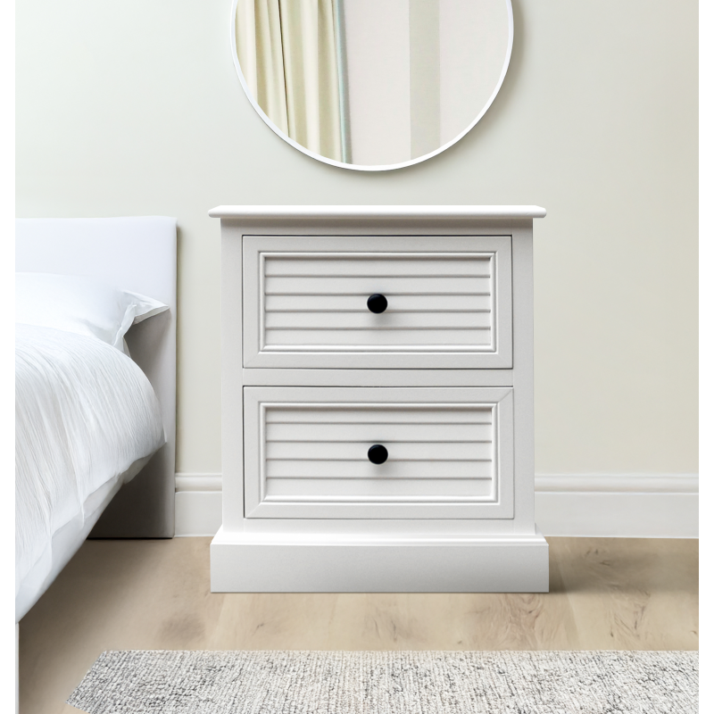 2 Drawer Bedside Cabinet Pearl White